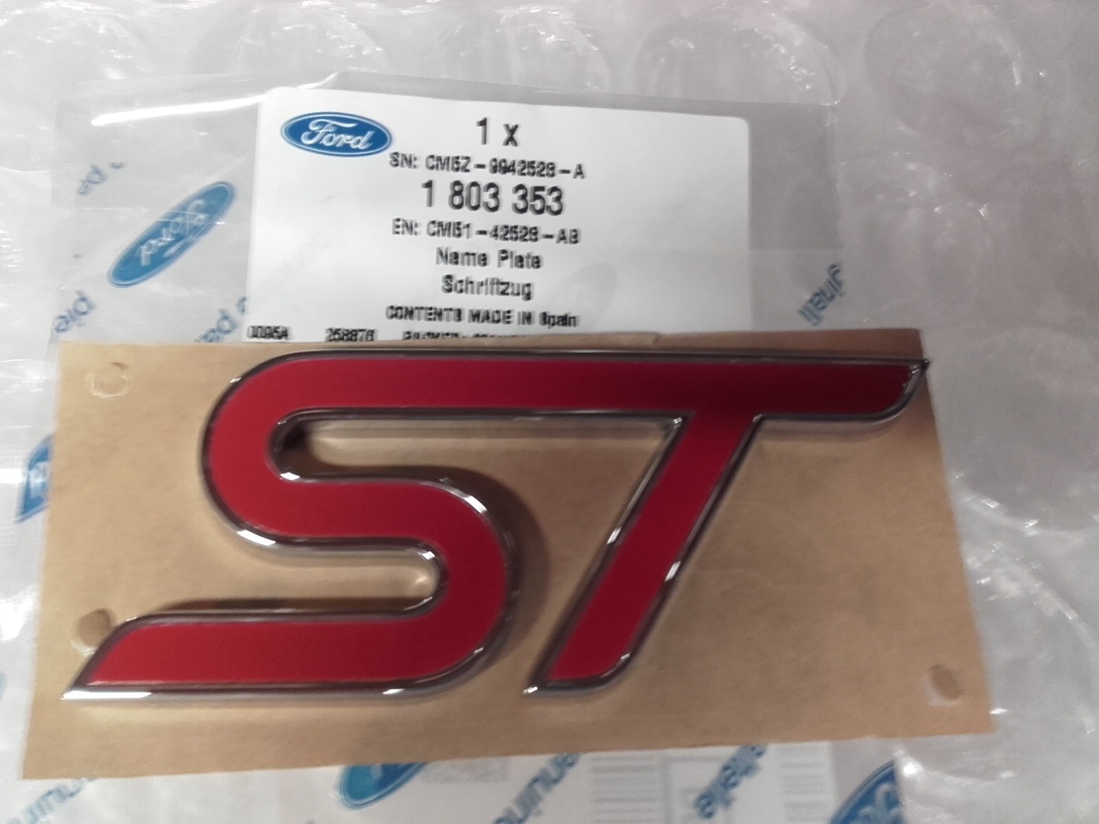 1803353-Ford Original ST-Schriftzug hinten Ford Focus Mk3 ST 2012-2015