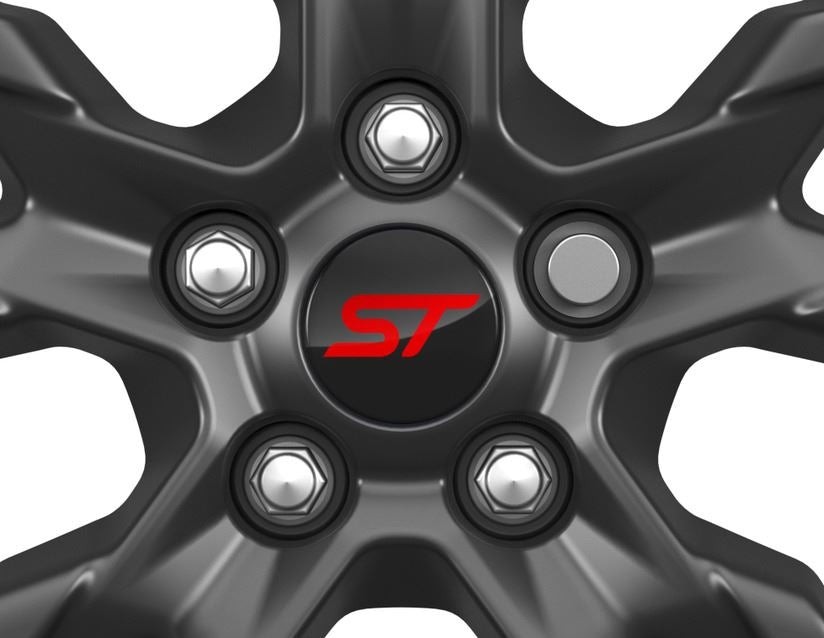 2566957-Ford Original Nabendeckel Alufelge schwarz glänzend ST-Logo rot 